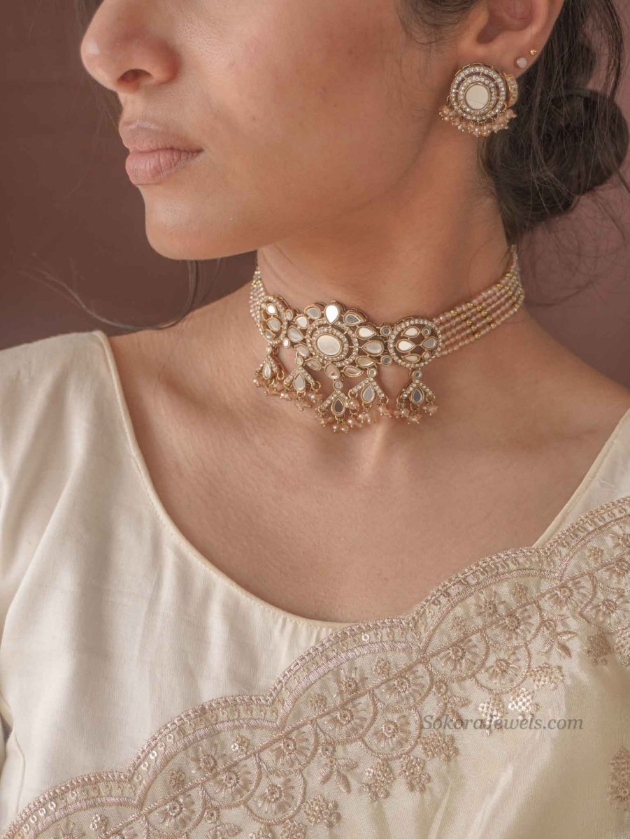 Lishba Mirrored Choker Set - SOKORA JEWELSLishba Mirrored Choker Set