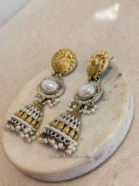 Long Gold & Silver Tribal Jhumkas - SOKORA JEWELSLong Gold & Silver Tribal Jhumkas