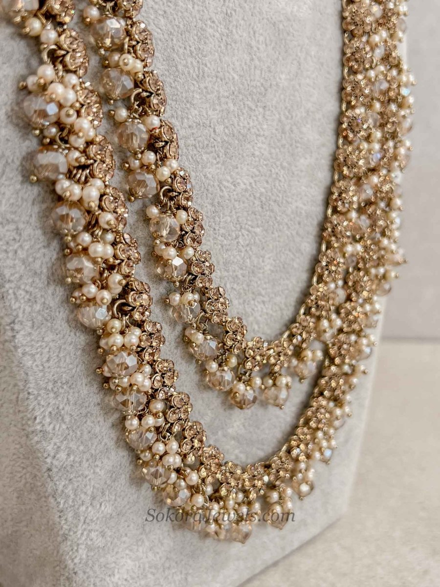 Long Mala 2 Strand Necklace - Golden - SOKORA JEWELSLong Mala 2 Strand Necklace - Golden