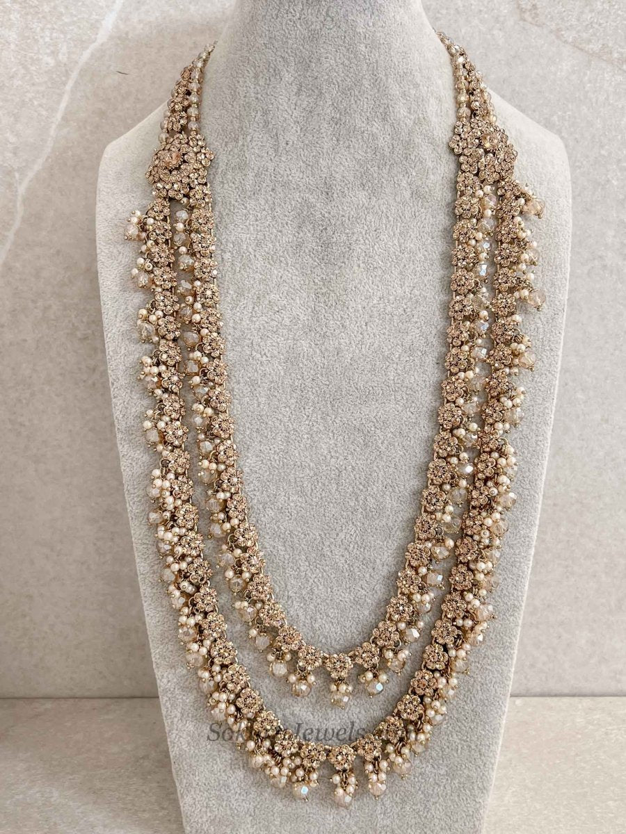 Long Mala 2 Strand Necklace - Golden - SOKORA JEWELSLong Mala 2 Strand Necklace - Golden