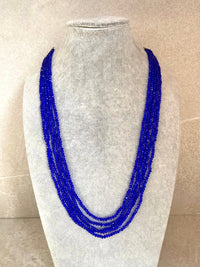 Long Maroon Bead mala - Blue - SOKORA JEWELSLong Maroon Bead mala - Blue