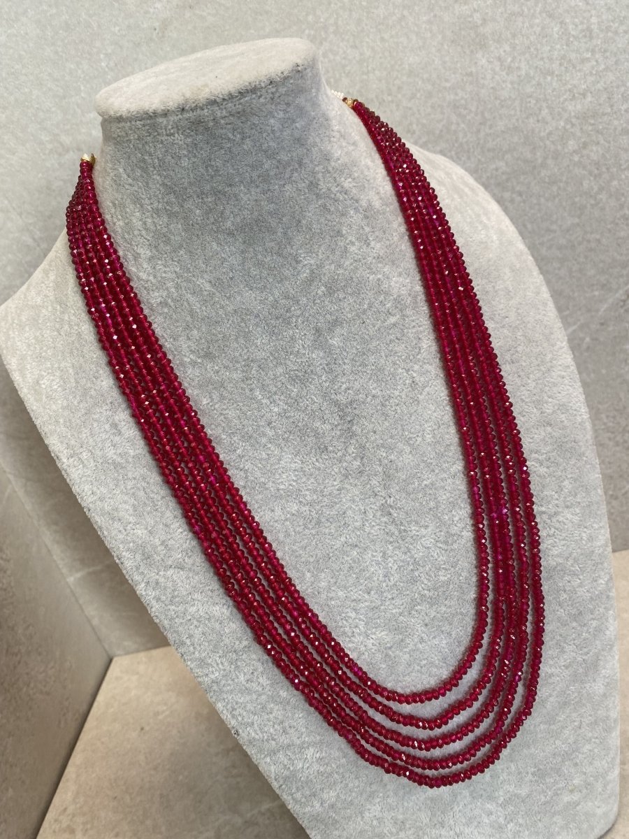 Long Maroon Bead mala - Ruby - SOKORA JEWELSLong Maroon Bead mala - Ruby