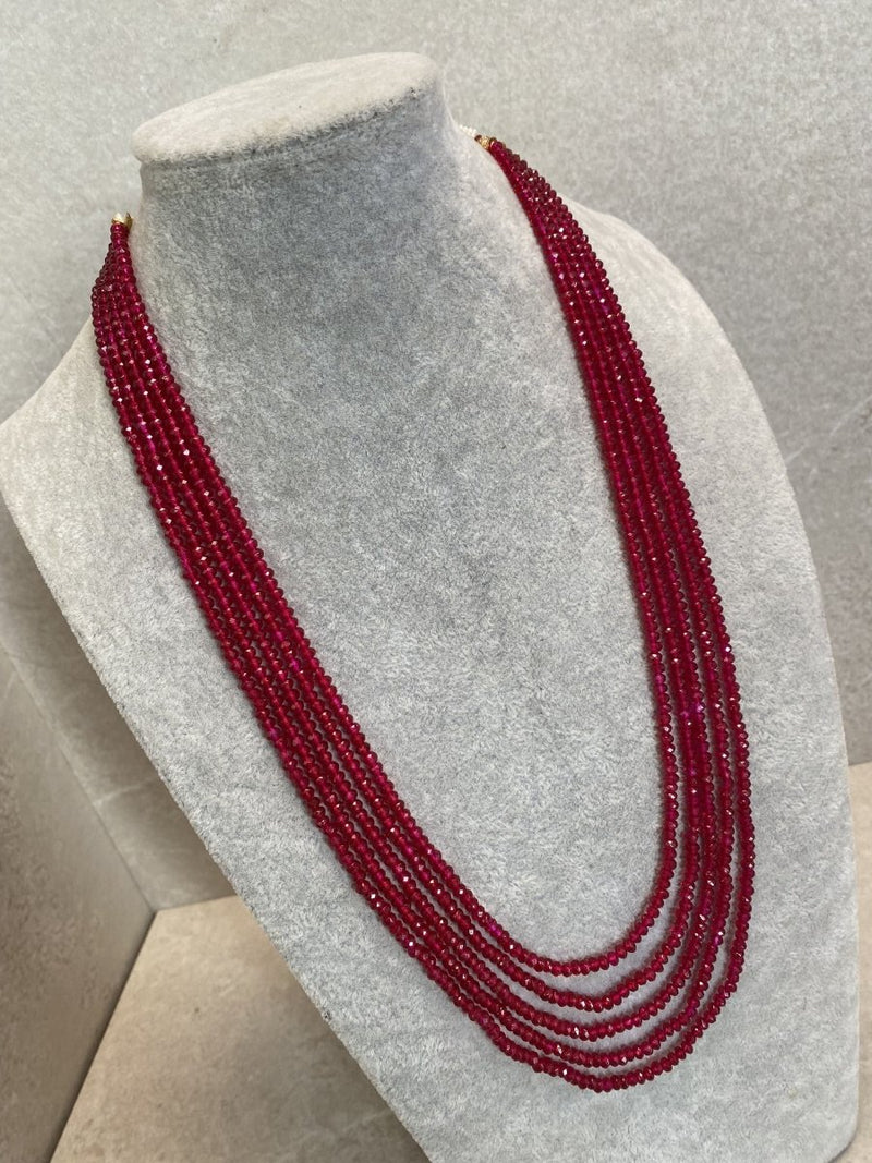 Long Maroon Bead mala - Ruby - SOKORA JEWELSLong Maroon Bead mala - Ruby
