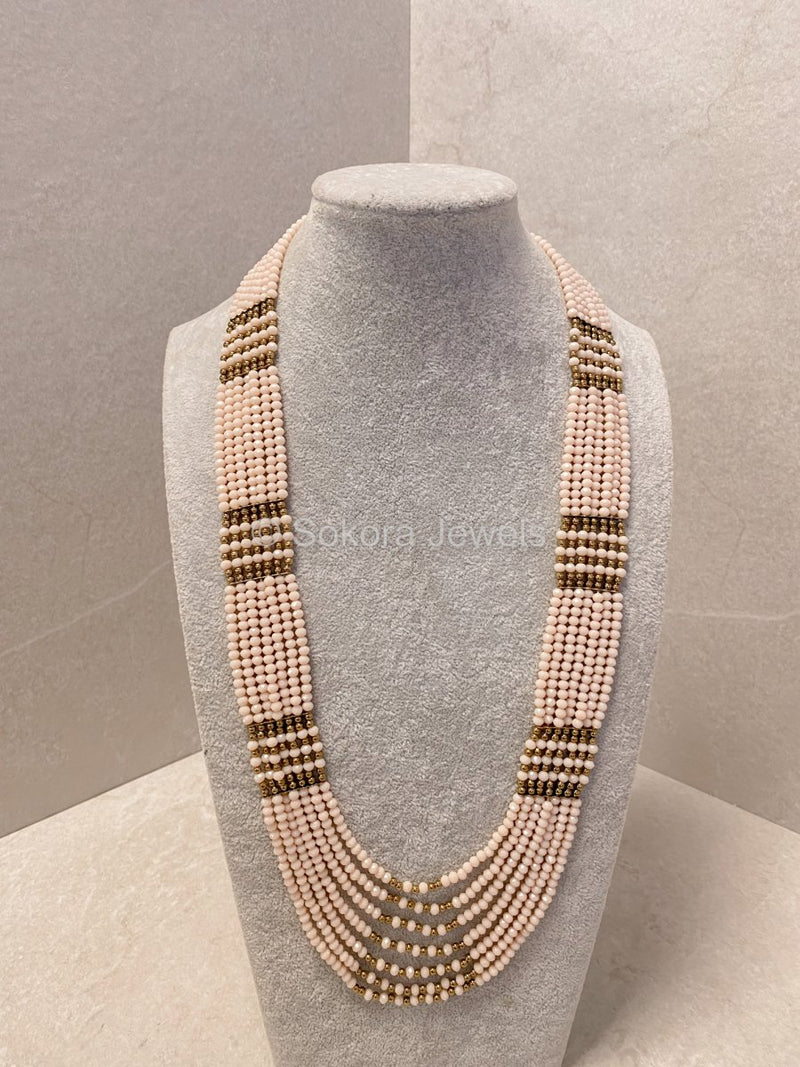 Long Peach Bead mala - SOKORA JEWELSLong Peach Bead mala