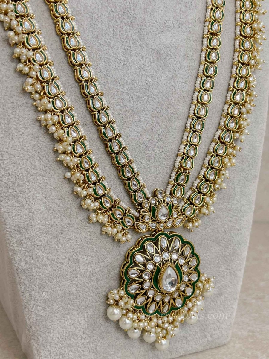 Long Pearl & Faux Kundan set - SOKORA JEWELSLong Pearl & Faux Kundan set