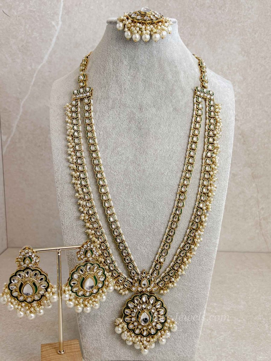 Long Pearl & Faux Kundan set - SOKORA JEWELSLong Pearl & Faux Kundan set