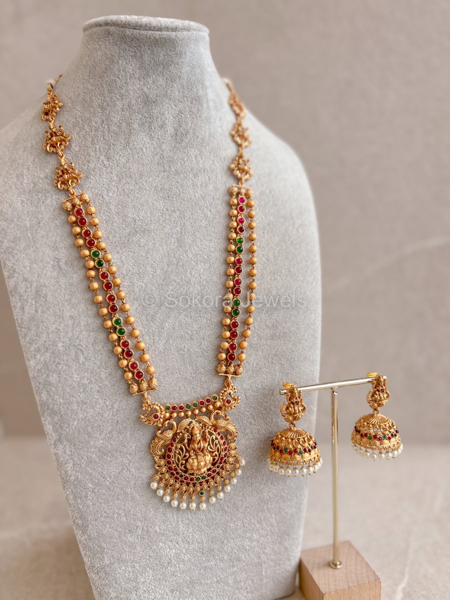 Long Temple Mala set (Thicker earring stems) - SOKORA JEWELSLong Temple Mala set (Thicker earring stems)