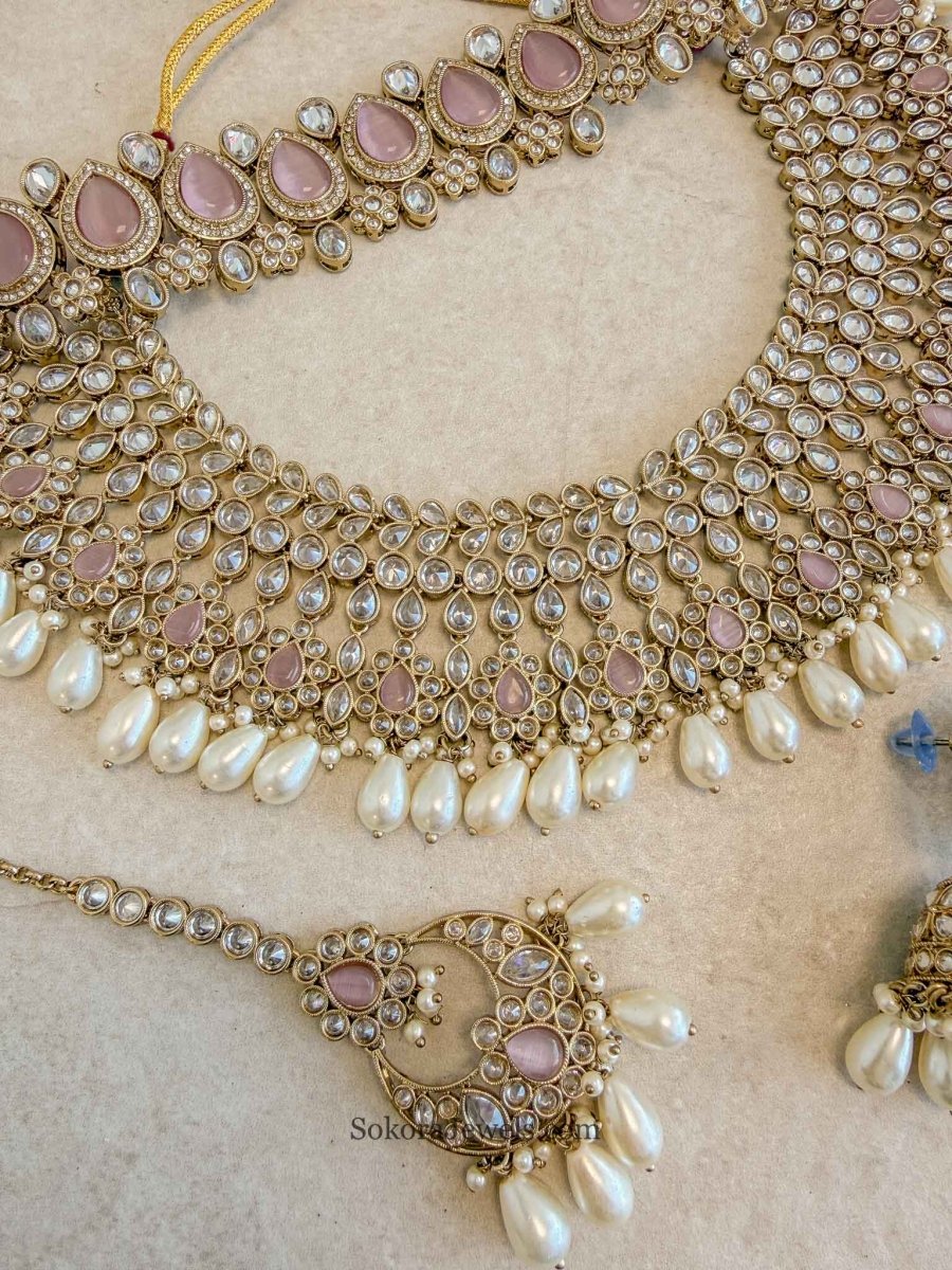 Lucie Bridal Double Necklace Set - 4 Colours - SOKORA JEWELSLucie Bridal Double Necklace Set - 4 Colours