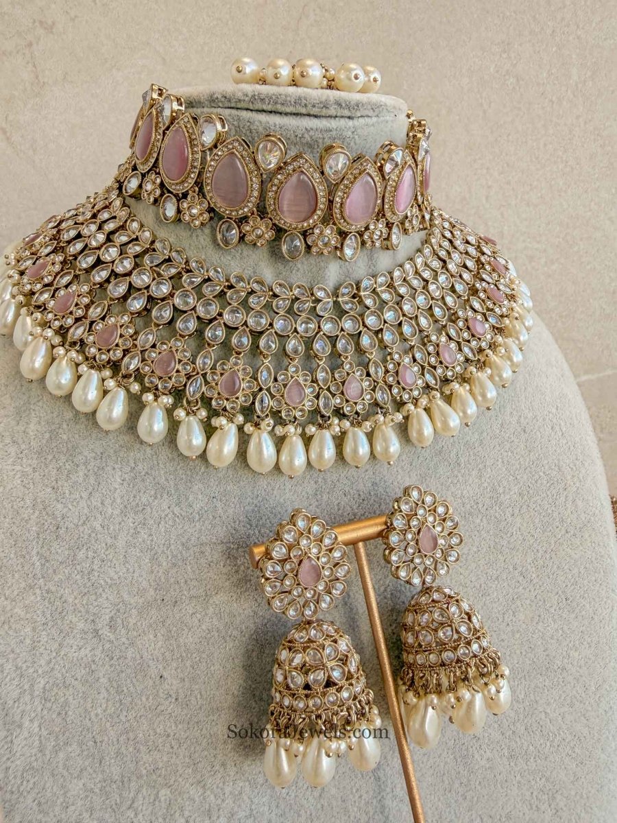 Lucie Bridal Double Necklace Set - 4 Colours - SOKORA JEWELSLucie Bridal Double Necklace Set - 4 Colours