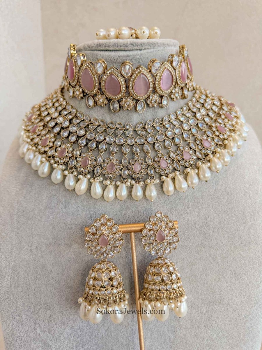 Lucie Bridal Double Necklace Set - 4 Colours - SOKORA JEWELSLucie Bridal Double Necklace Set - 4 Colours
