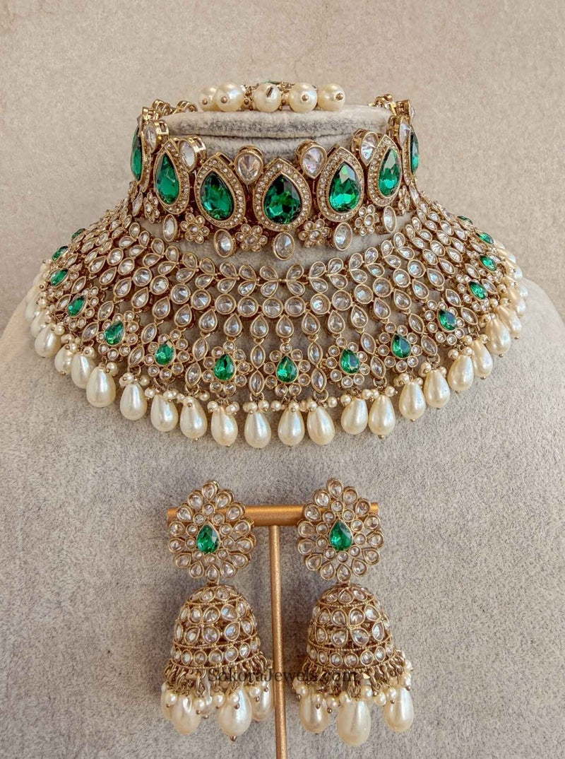 Lucie Bridal Double Necklace Set - 4 Colours - SOKORA JEWELSLucie Bridal Double Necklace Set - 4 Colours