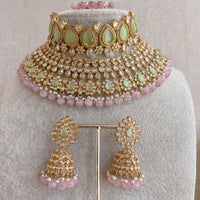 Lucie Bridal Double Necklace set - Pink/Mint - SOKORA JEWELSLucie Bridal Double Necklace set - Pink/Mint