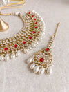 Lucie Bridal Double necklace set - Red - SOKORA JEWELSLucie Bridal Double necklace set - Red