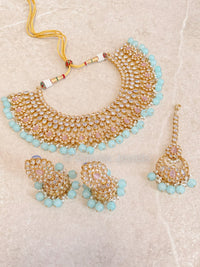 Lucie Bridal Necklace set - Pink & Blue - SOKORA JEWELSLucie Bridal Necklace set - Pink & Blue