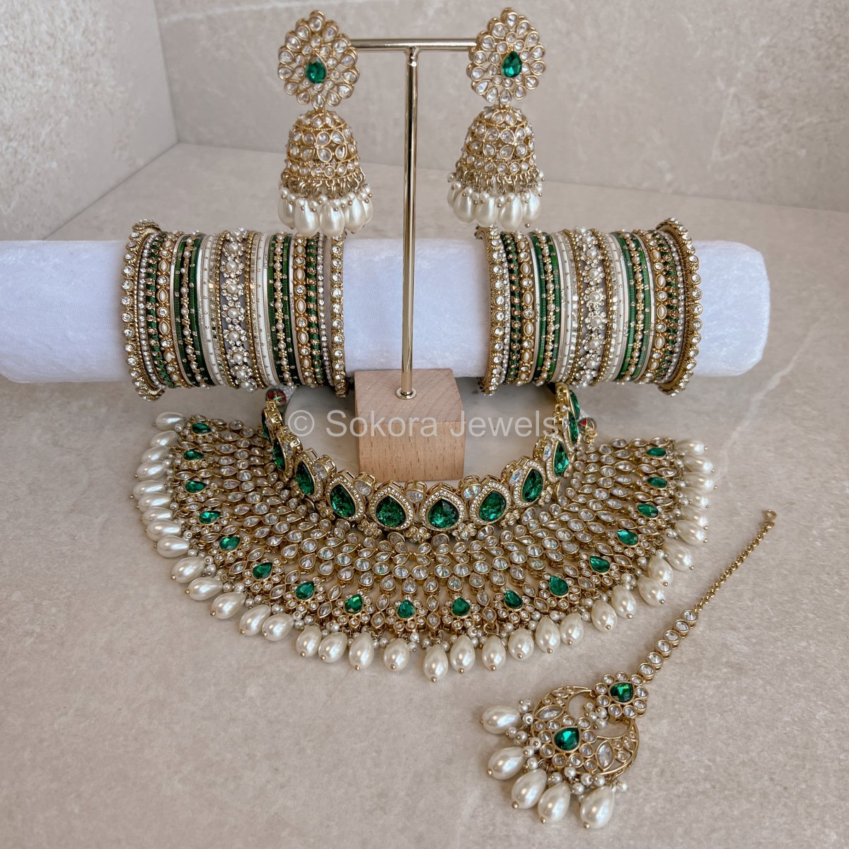 Lucie Complete Bridal set - Green - SOKORA JEWELSLucie Complete Bridal set - Green