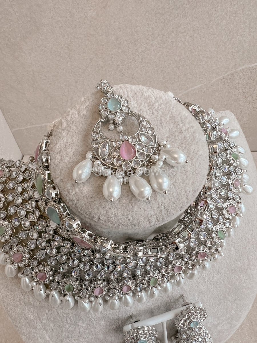 Lucie Silver Bridal set - Pastels - SOKORA JEWELSLucie Silver Bridal set - Pastels