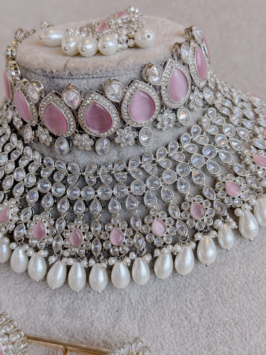 Lucie Silver Bridal set - Pink - SOKORA JEWELSLucie Silver Bridal set - Pink