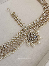 Luxury Clear Crystal & Pearl Bridal Mathapatti - SOKORA JEWELSLuxury Clear Crystal & Pearl Bridal Mathapatti
