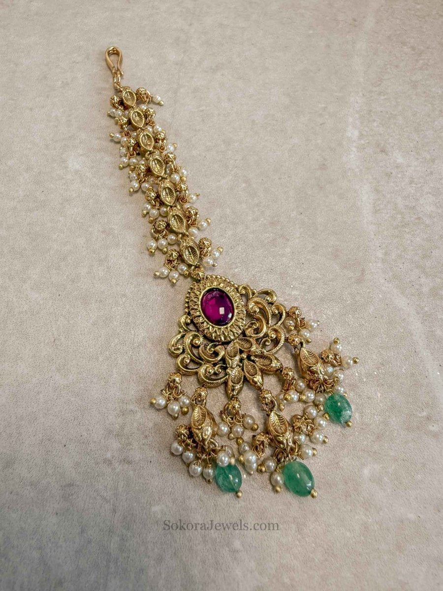 Luxury Gold Plated Kundan Bridal Tikka - SOKORA JEWELSLuxury Gold Plated Kundan Bridal Tikka