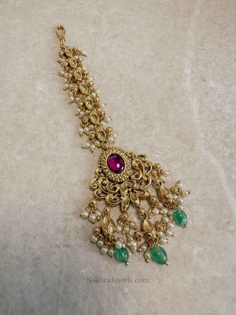 Luxury Gold Plated Kundan Bridal Tikka - SOKORA JEWELSLuxury Gold Plated Kundan Bridal Tikka