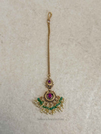 Luxury Gold Plated Kundan Bridal Tikka - SOKORA JEWELSLuxury Gold Plated Kundan Bridal Tikka