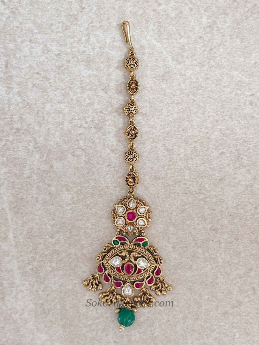 Luxury Gold Plated Kundan Bridal Tikka - SOKORA JEWELSLuxury Gold Plated Kundan Bridal Tikka