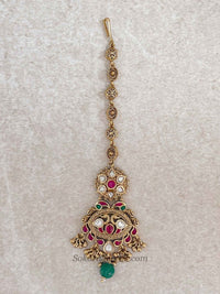 Luxury Gold Plated Kundan Bridal Tikka - SOKORA JEWELSLuxury Gold Plated Kundan Bridal Tikka