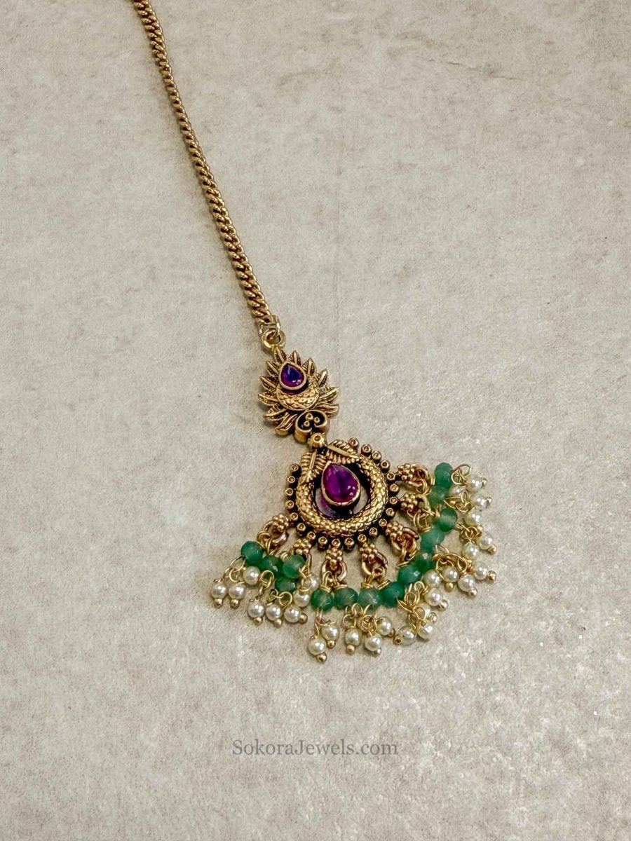 Luxury Gold Plated Kundan Bridal Tikka - SOKORA JEWELSLuxury Gold Plated Kundan Bridal Tikka