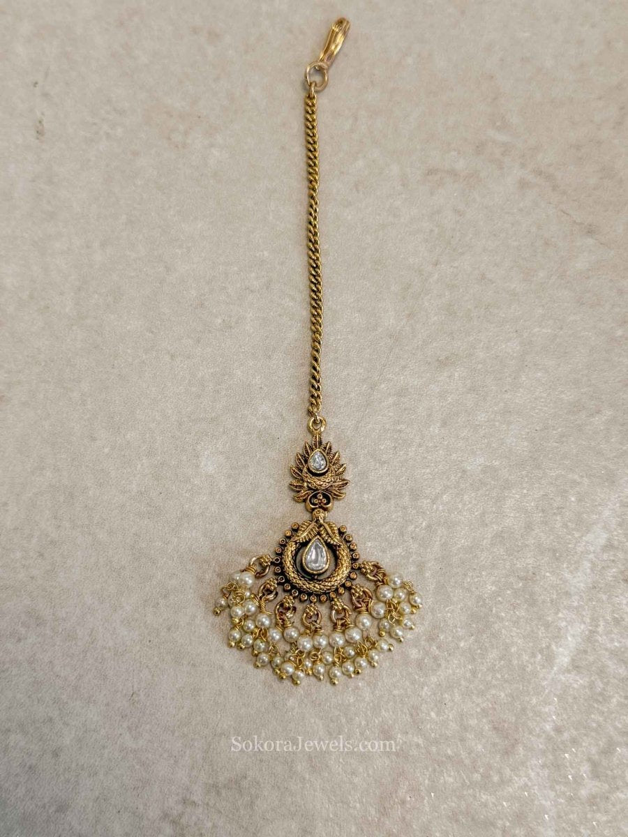 Luxury Gold Plated Kundan Bridal Tikka - SOKORA JEWELSLuxury Gold Plated Kundan Bridal Tikka