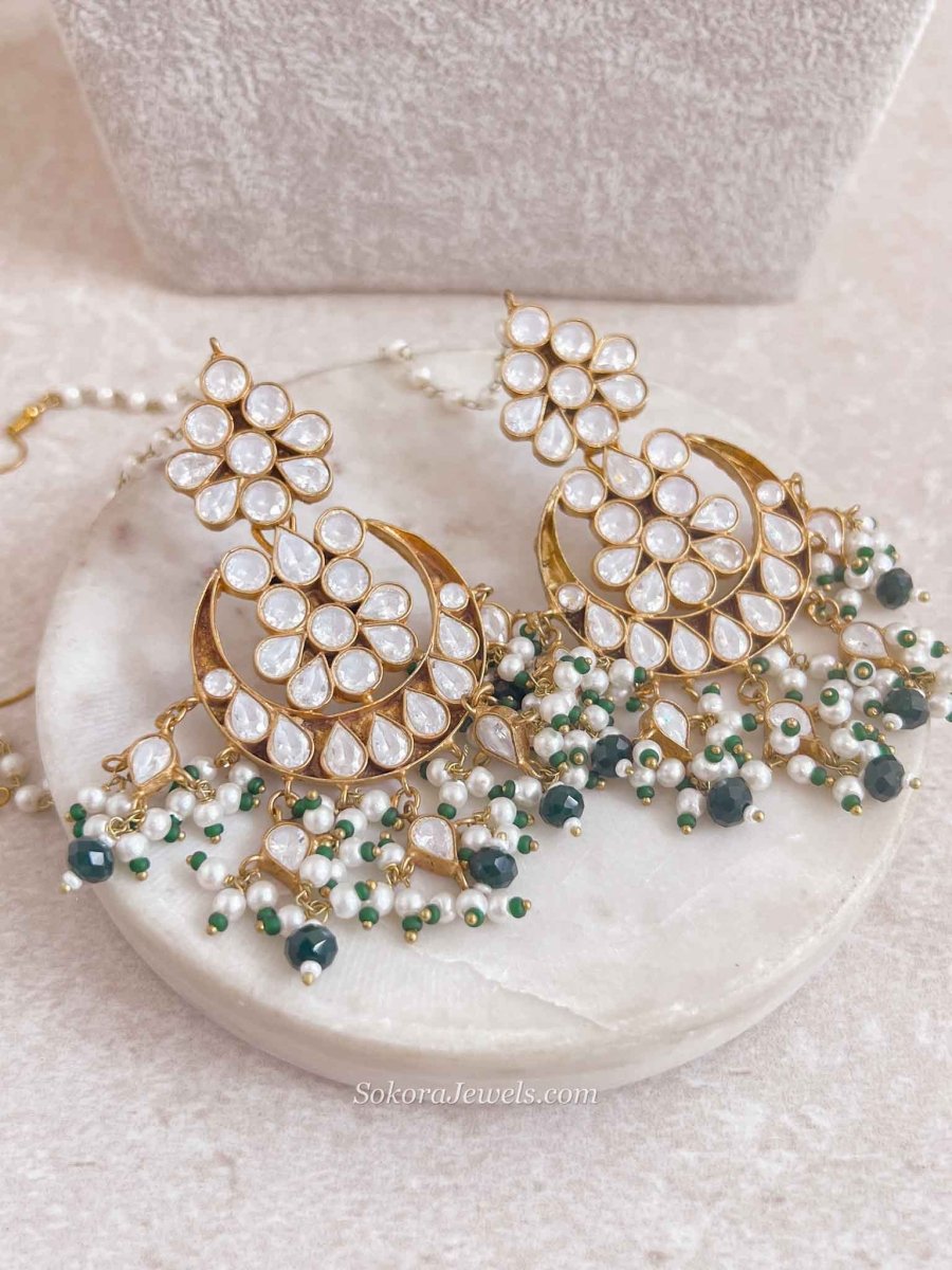 Luxury Green Kundan Bridal Choker Earring Set – Heritage Collection - SOKORA JEWELSLuxury Green Kundan Bridal Choker Earring Set – Heritage Collection