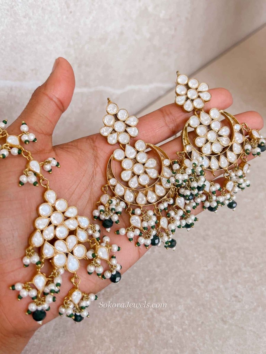 Luxury Green Kundan Bridal Choker Earring Set – Heritage Collection - SOKORA JEWELSLuxury Green Kundan Bridal Choker Earring Set – Heritage Collection