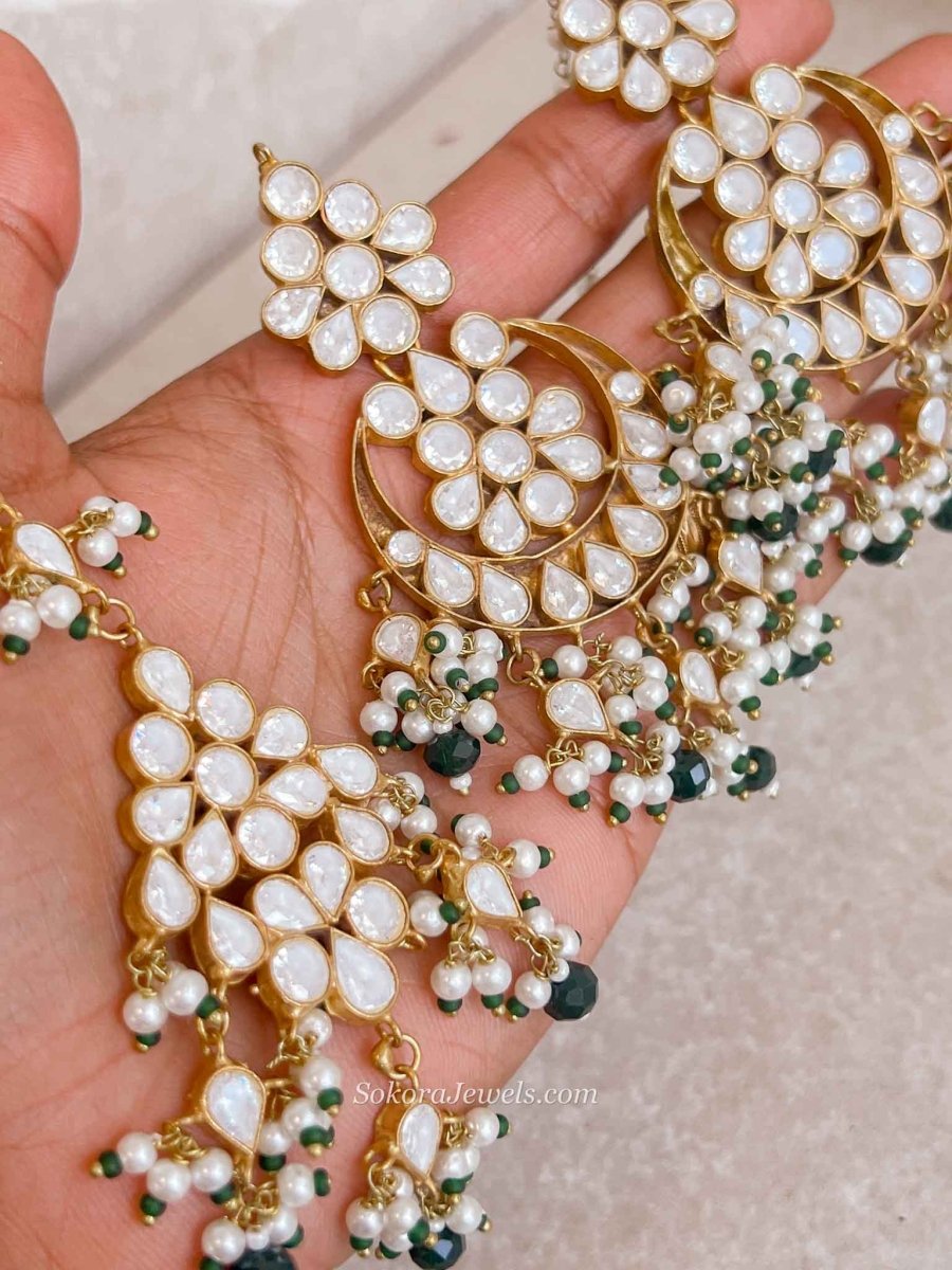 Luxury Green Kundan Bridal Choker Earring Set – Heritage Collection - SOKORA JEWELSLuxury Green Kundan Bridal Choker Earring Set – Heritage Collection