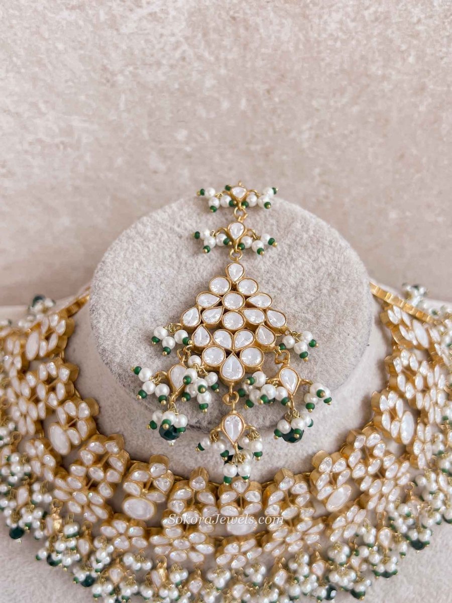 Luxury Green Kundan Bridal Choker Earring Set – Heritage Collection - SOKORA JEWELSLuxury Green Kundan Bridal Choker Earring Set – Heritage Collection