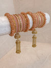 Luxury Jabeen Tassel Bangle set - Peach - SOKORA JEWELSLuxury Jabeen Tassel Bangle set - PeachBANGLES