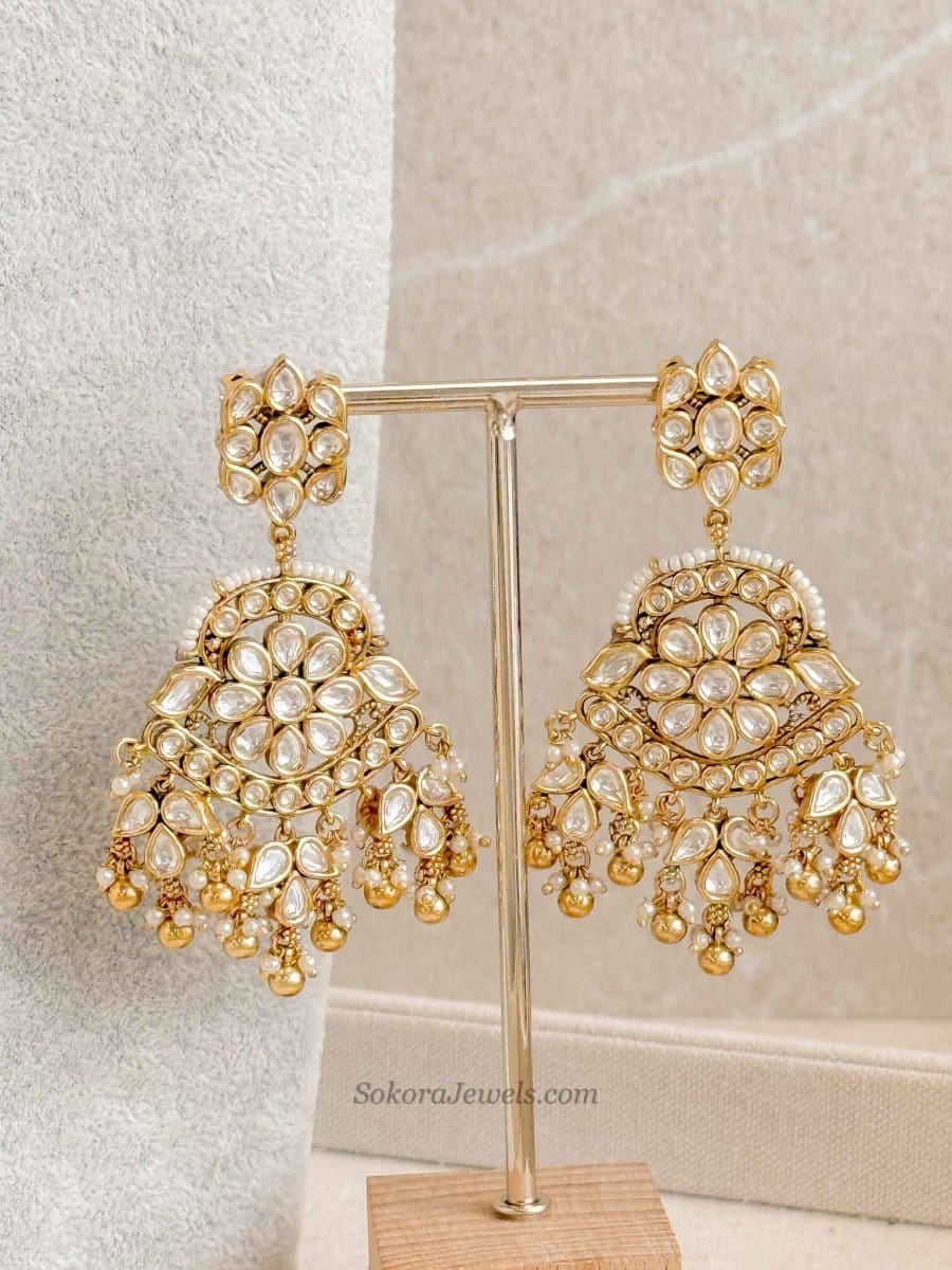 Luxury Kundan Bridal Choker Set – Gold Plated Statement Drop Set - SOKORA JEWELSLuxury Kundan Bridal Choker Set – Gold Plated Statement Drop Set