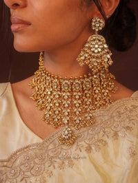 Luxury Kundan Bridal Choker Set – Gold Plated Statement Drop Set - SOKORA JEWELSLuxury Kundan Bridal Choker Set – Gold Plated Statement Drop Set