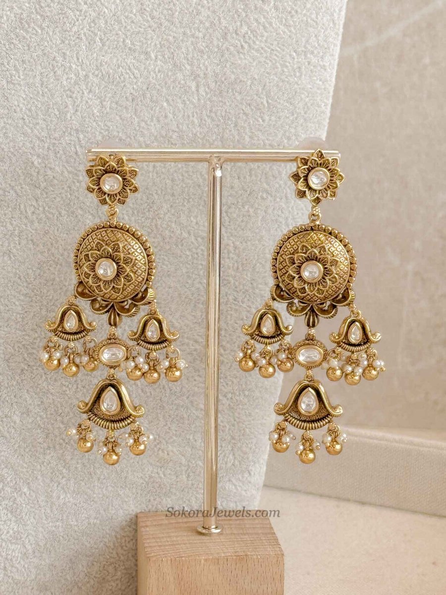 Luxury Kundan Bridal Choker Set – Gold Plated Statement Drop Set - SOKORA JEWELSLuxury Kundan Bridal Choker Set – Gold Plated Statement Drop Set