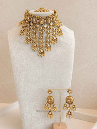 Luxury Kundan Bridal Choker Set – Gold Plated Statement Drop Set - SOKORA JEWELSLuxury Kundan Bridal Choker Set – Gold Plated Statement Drop Set
