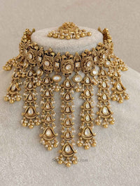 Luxury Kundan Bridal Choker Set – Gold Plated Statement Drop Set - SOKORA JEWELSLuxury Kundan Bridal Choker Set – Gold Plated Statement Drop Set