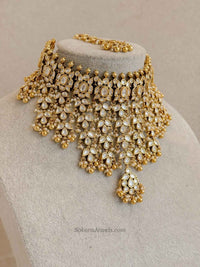 Luxury Kundan Bridal Choker Set – Gold Plated Statement Drop Set - SOKORA JEWELSLuxury Kundan Bridal Choker Set – Gold Plated Statement Drop Set