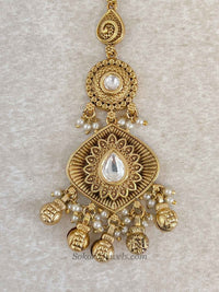Luxury Kundan Drop Gold Ball Tikka - SOKORA JEWELSLuxury Kundan Drop Gold Ball Tikka