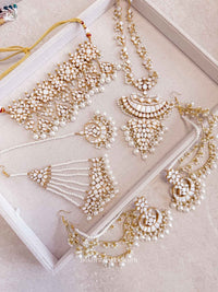 Maariyah Gold Plated Mother of Pearl Bridal Jewellery Set with Choker, Long Necklace & Accessories - SOKORA JEWELSMaariyah Gold Plated Mother of Pearl Bridal Jewellery Set with Choker, Long Necklace & AccessoriesNECKLACE SETS
