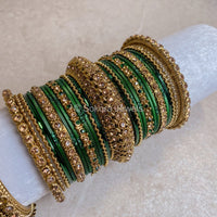 Maharani Bridal Bangle Set- Green - SOKORA JEWELSMaharani Bridal Bangle Set- GreenBANGLES