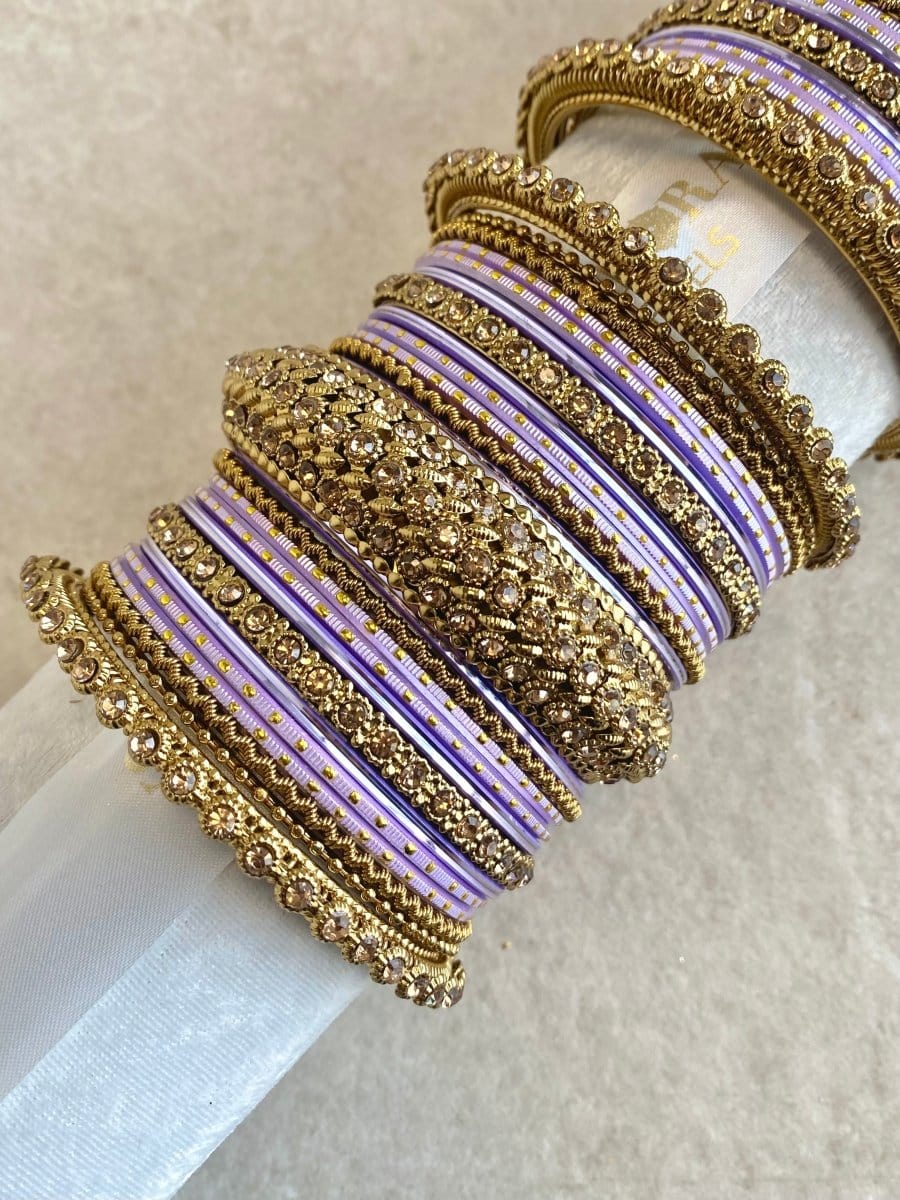 Maharani Bridal Bangle Set - Lilac - SOKORA JEWELSMaharani Bridal Bangle Set - LilacBANGLES