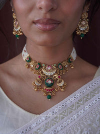 Maharani Elephant Heritage Choker Set – Ruby, Emerald & Kundan - SOKORA JEWELSMaharani Elephant Heritage Choker Set – Ruby, Emerald & Kundan