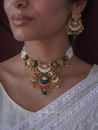 Maharani Elephant Heritage Choker Set – Ruby, Emerald & Kundan - SOKORA JEWELSMaharani Elephant Heritage Choker Set – Ruby, Emerald & Kundan