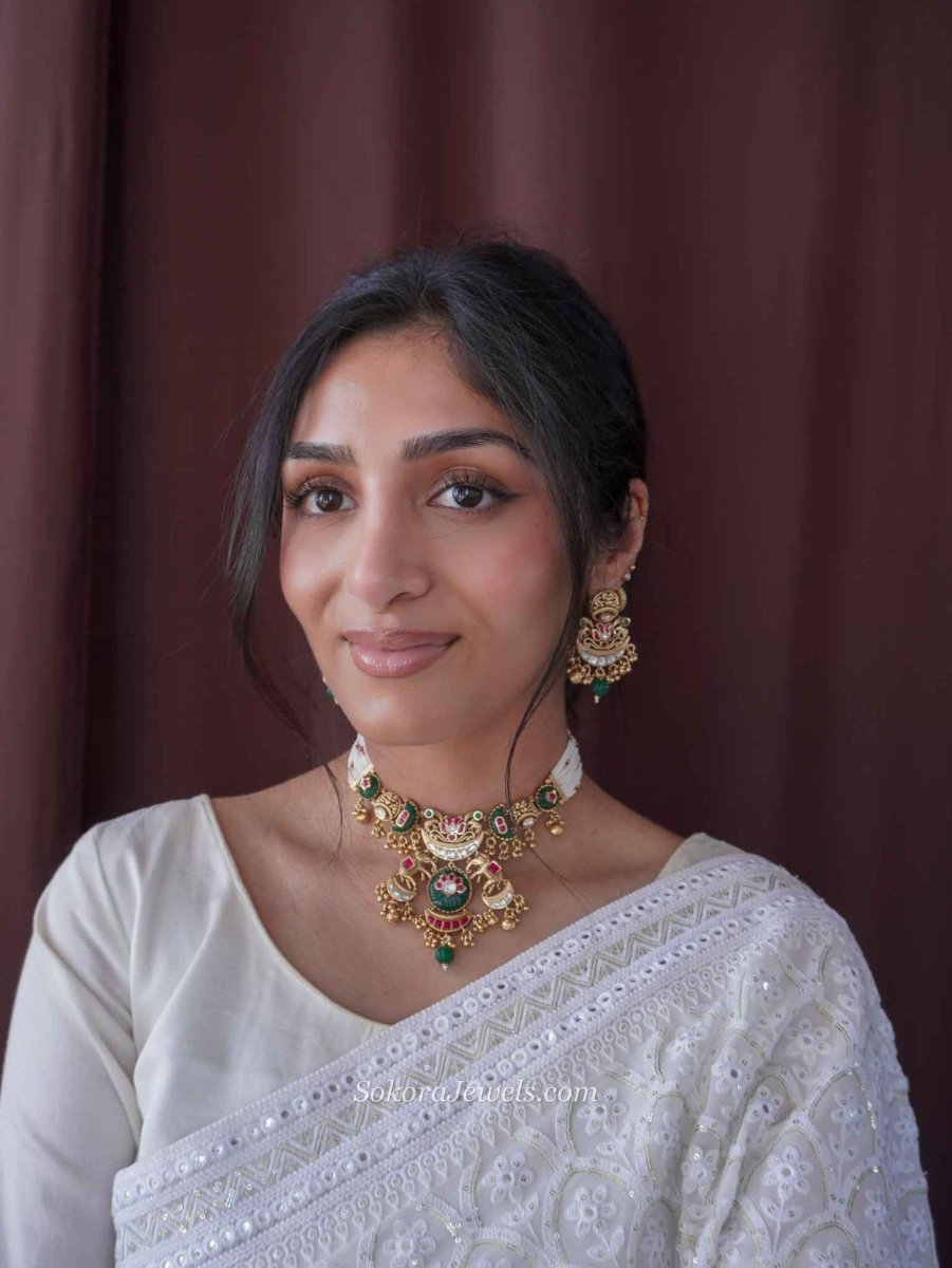Maharani Elephant Heritage Choker Set – Ruby, Emerald & Kundan - SOKORA JEWELSMaharani Elephant Heritage Choker Set – Ruby, Emerald & Kundan