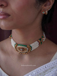 Maharani Gold Ball Choker Set – Ruby, Emerald & Kundan - SOKORA JEWELSMaharani Gold Ball Choker Set – Ruby, Emerald & Kundan