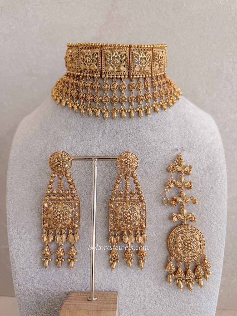 Maharani Statement Choker Bridal Set - SOKORA JEWELSMaharani Statement Choker Bridal SetNECKLACE SETS