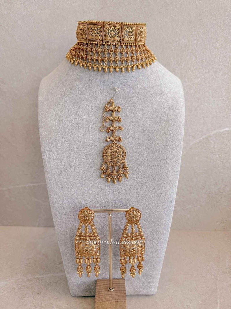 Maharani Statement Choker Bridal Set - SOKORA JEWELSMaharani Statement Choker Bridal SetNECKLACE SETS